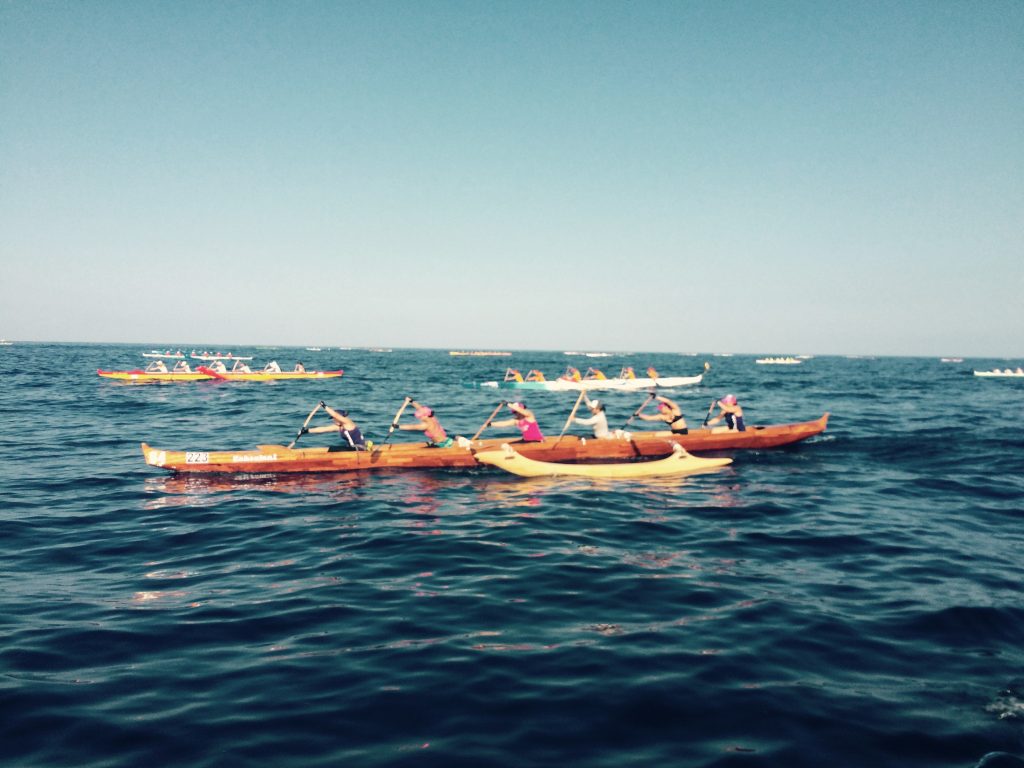 Over 2,500 paddlers lined up for this year’s signature 18-mile race, including the women who paddled the 18-mile course from Kailua to Honaunau. Courtesy photo