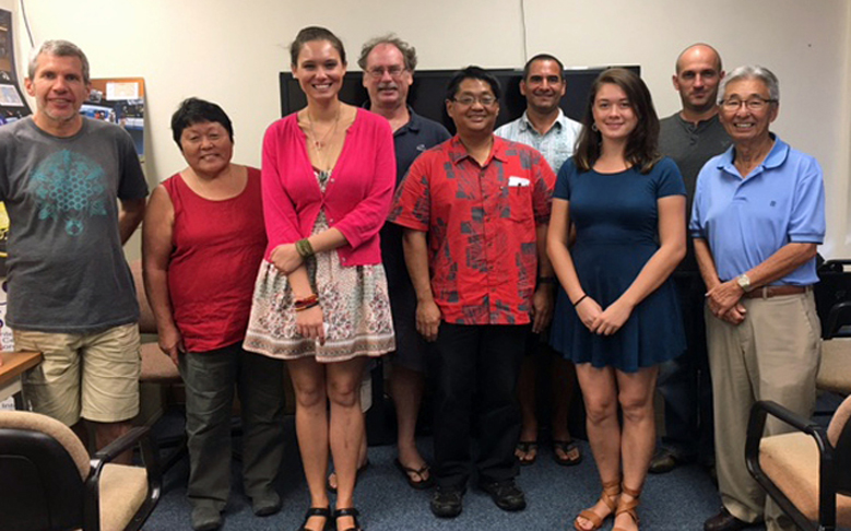 PISCES interns Kyla Defore and Ashley Garnett presented their summer projects and research findings to members of the County and State offices, PISCES staff and University of Hawai’i affiliates. Courtesy photo.