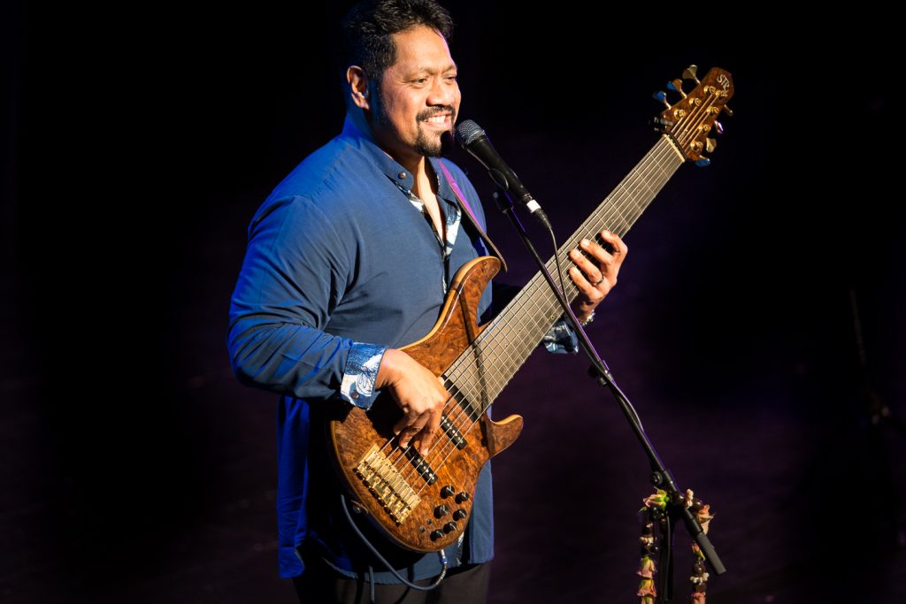 Nathan Aweau at the 13th Annual Waimea ‘Ukulele & Slack Key Guitar Festival at Kahilu Theatre. Photo: Steven Roby