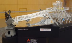 1:20 scale model of the Segment Handling System (SHS) displayed at the Good Design Exhibition. Photo credit: National Astronomical Observatory of Japan 