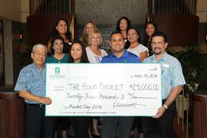 HCFCU members and Food Basket members show the check for more than $23,000 that was donated to The Food Basket. Photo Courtesy.