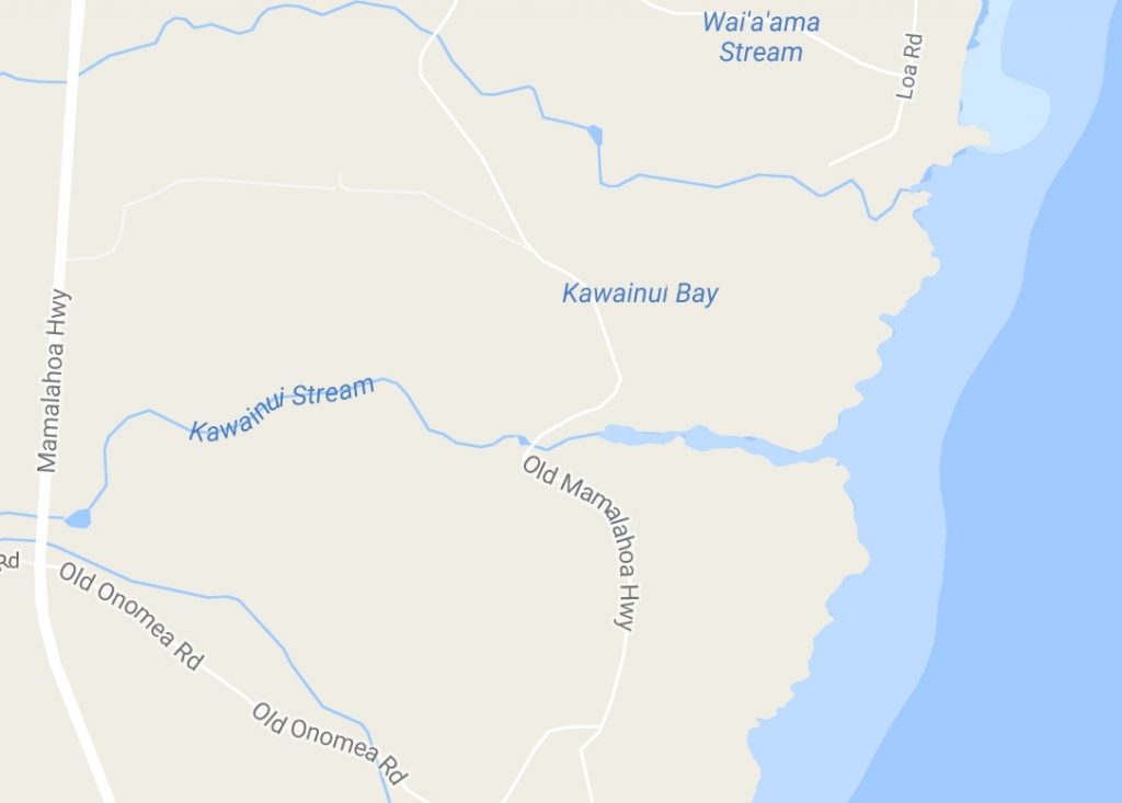 Kawainui Stream, Google map.