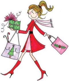 Christmas in July, woman shopper, packages